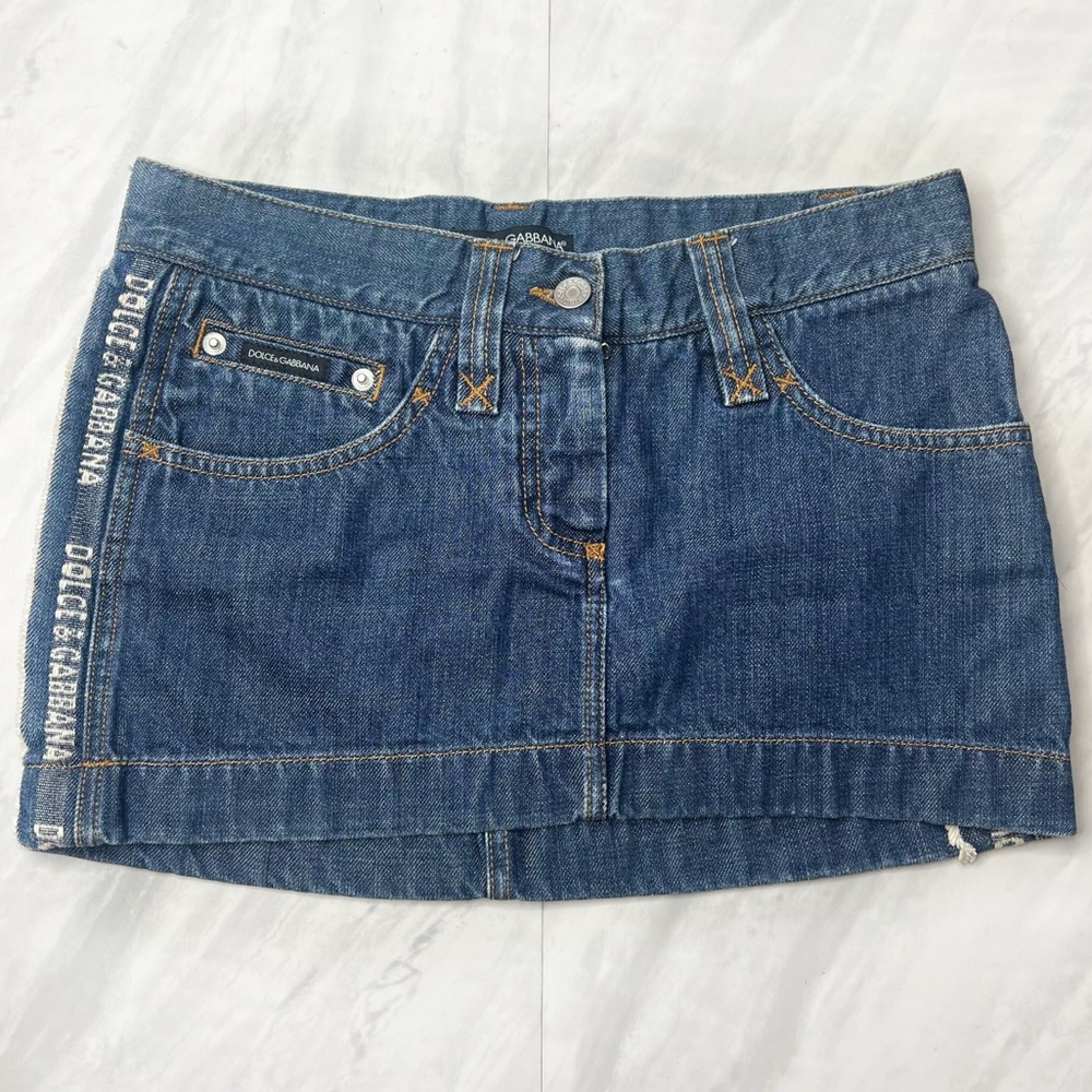 Dolce & Gabbana Y2K Micro Mini Denim Skirt 38